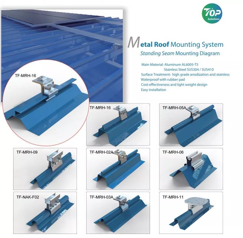 Adjustable Trapezoidal Metal Roof Solar Clamps
